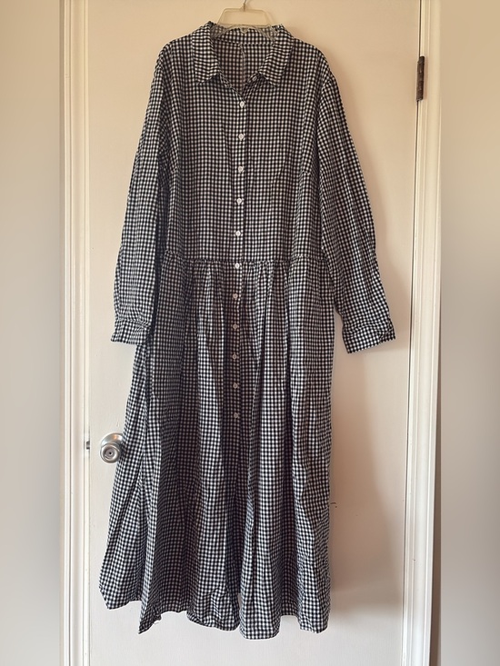 Dresses & Skirts - Black and White Gingham Button-Front Women's Dress